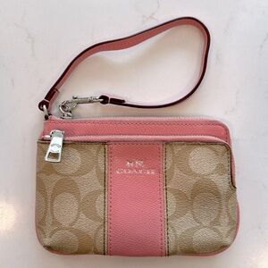 Coach Wristlet | Pink and tan leather color
